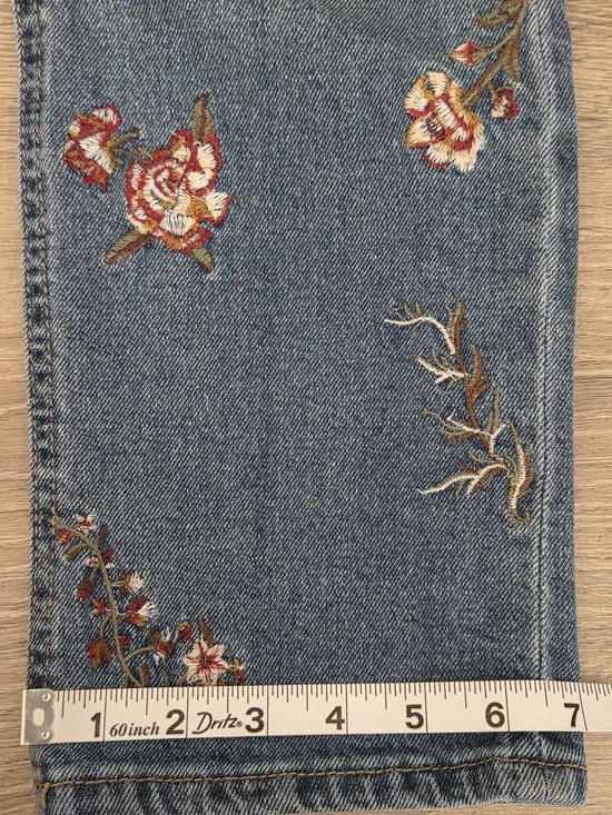 Cato Blue Denim Jeans with Red & Cream Floral Embroidery - Picture 8 of 8